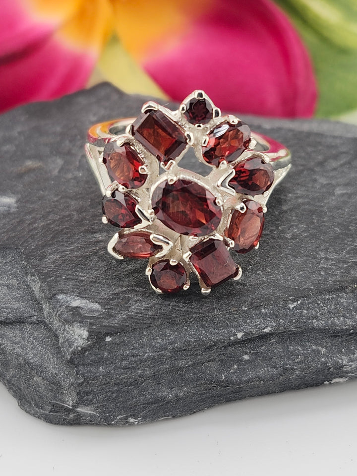 Cluster Garnet Ring Size 10