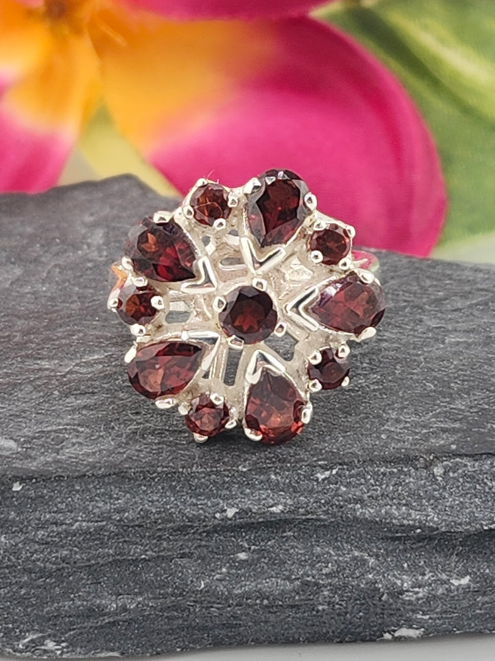 Cluster Garnet Ring Size 6