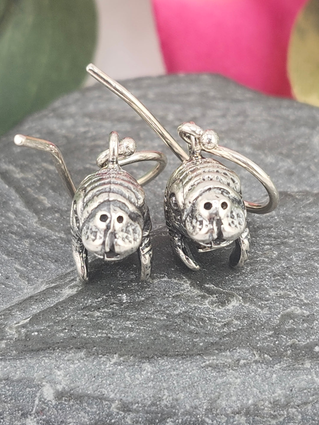 Designer SOMS 925 Sterling Silver Manatee Earrings