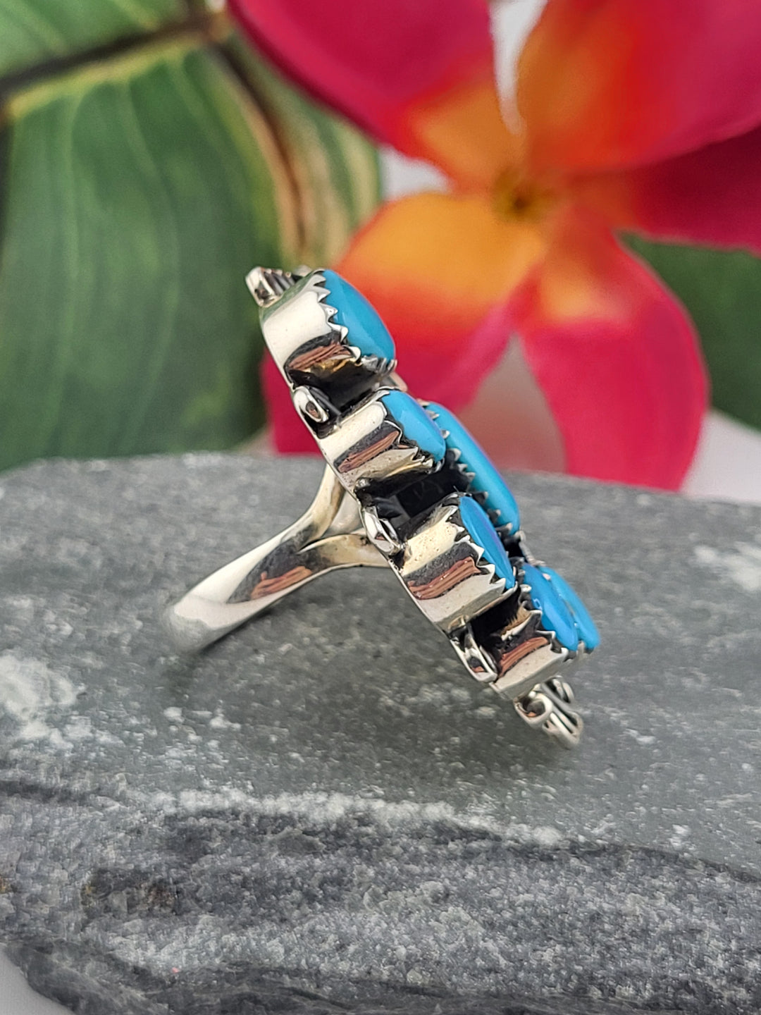 Turquoise Cluster Ring Size 7.75