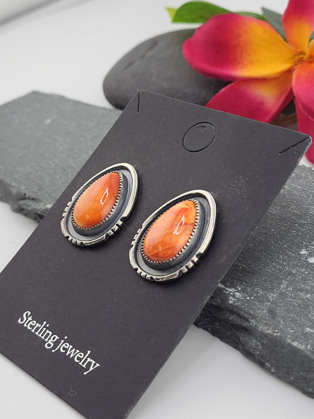 Orange Spiny Oyster Post Back Studs
