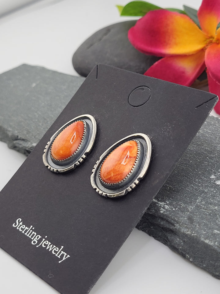 Orange Spiny Oyster Post Back Studs