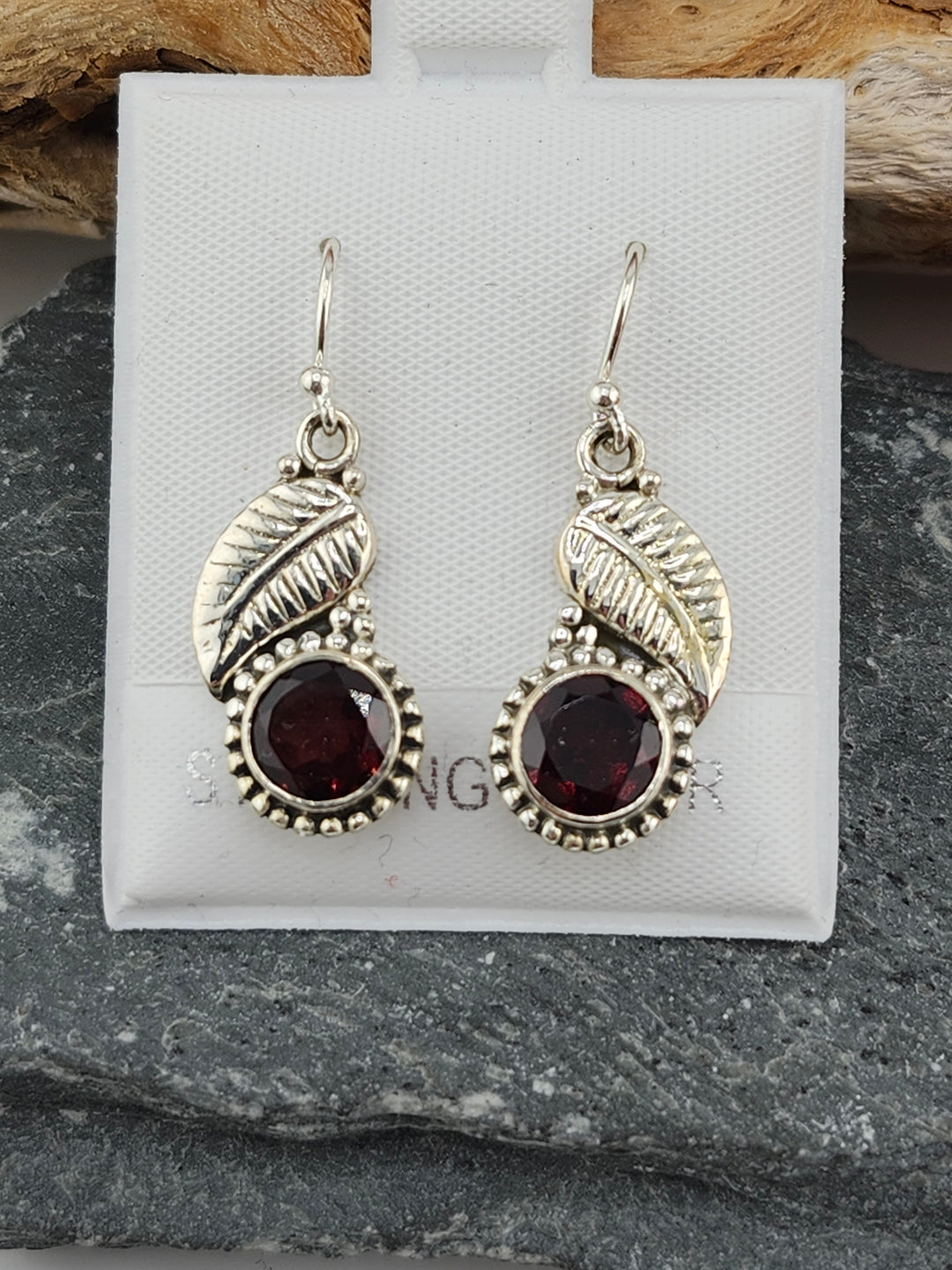 Garnet Oval Dangle Earrings