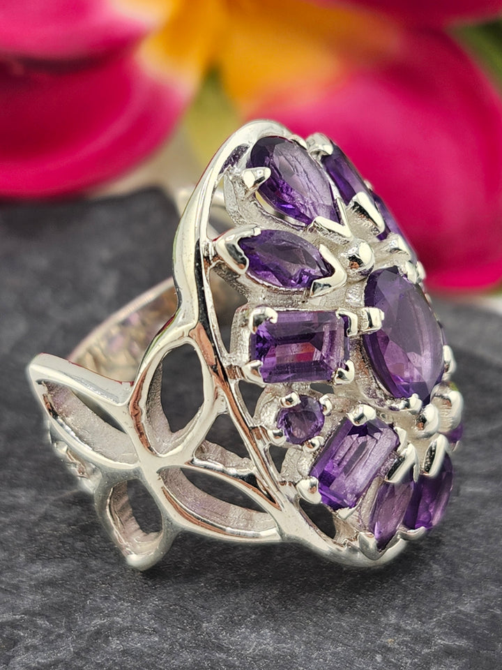 Cluster Amethyst Ring Size 8