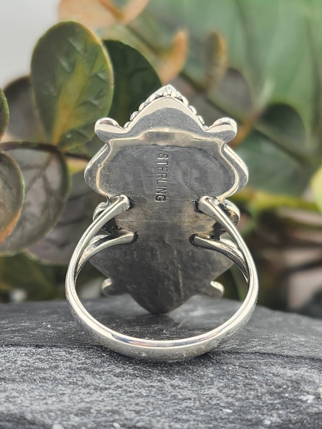 American Turquoise Triple Stone and 925 Sterling Silver Ring - Size 9