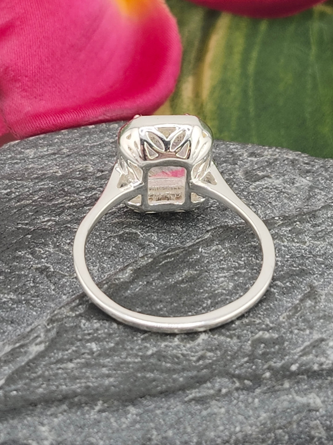 Morganite/Cubic Zirconia 925 Sterling Silver Ring - Size 7