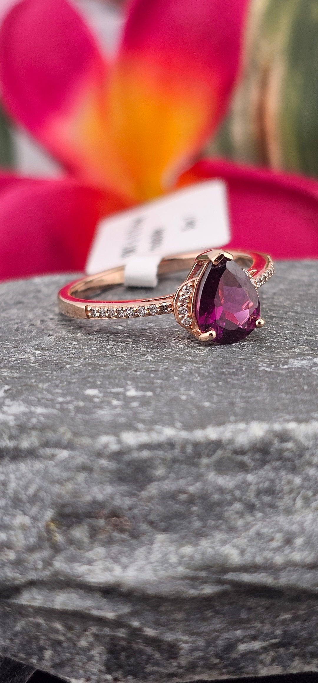 10K Rose Gold Rhodolite & Diamond Ring size 7