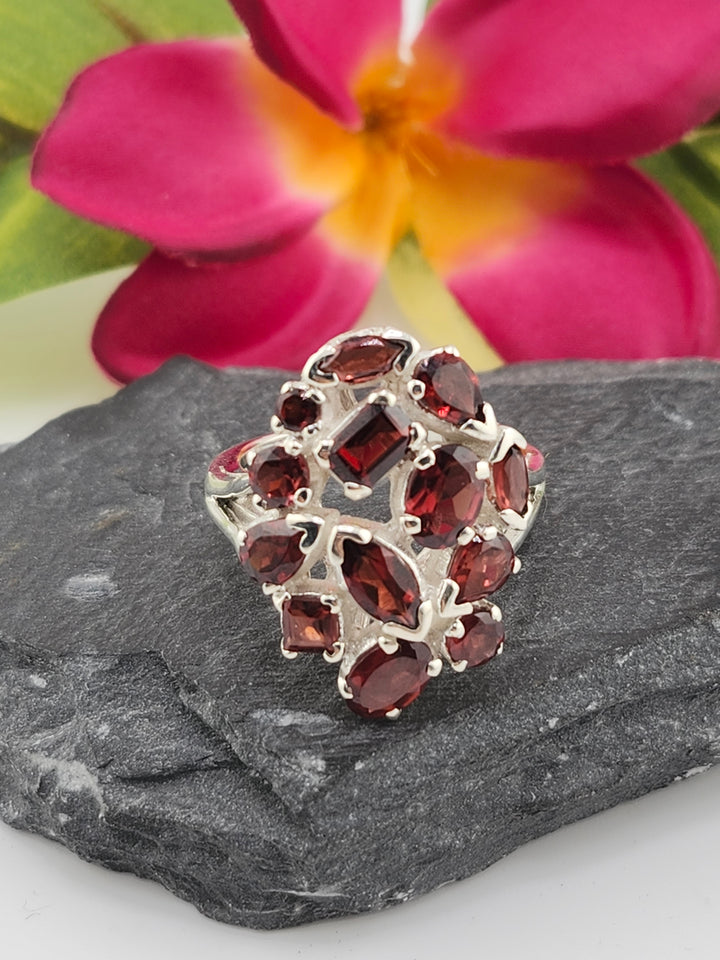 Cluster Garnet Ring Size 10