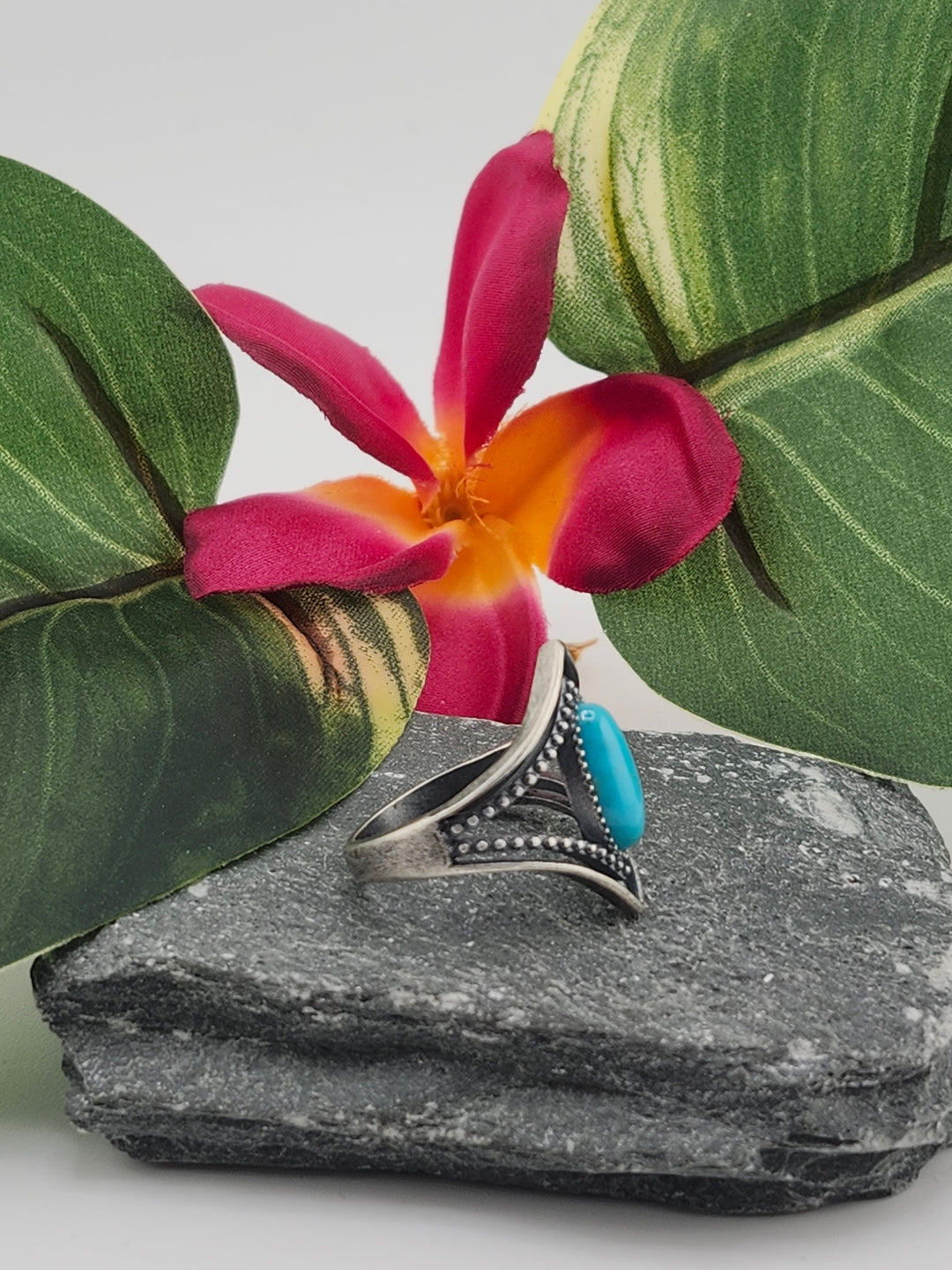 Oxidized Marquee Turquoise Ring Size 8