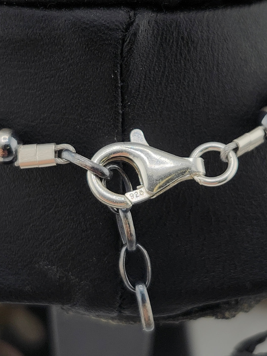 4-8mm 8"+1" Oxidized 925 Sterling Silver Bead/Saucer Bracelet