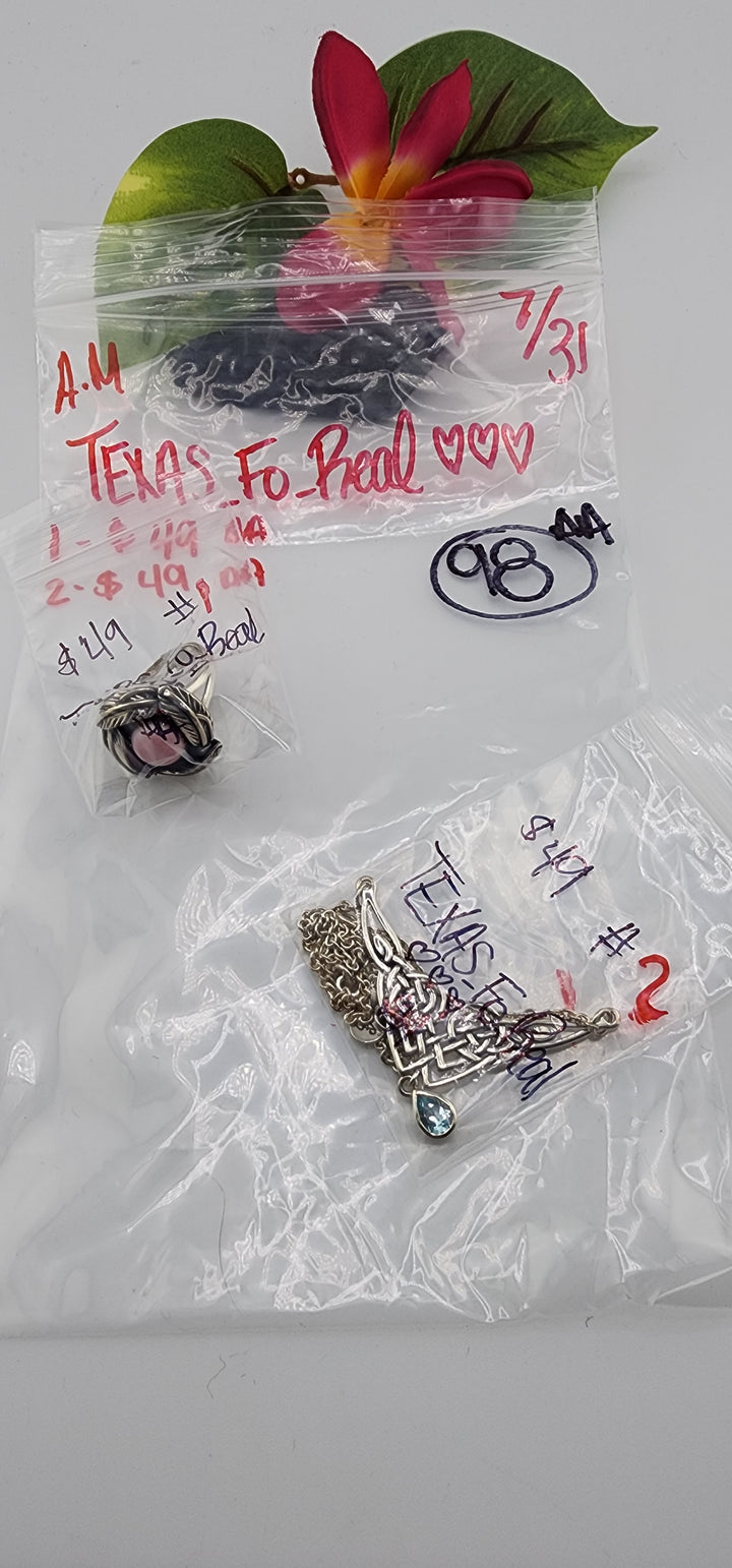 AM SHOW 48HR - RESERVED FOR: TEXAS_Fo_Real ❤️🤍💙- 7/31/2025 FL tiktok Live Show - 2Sterling Silver Items