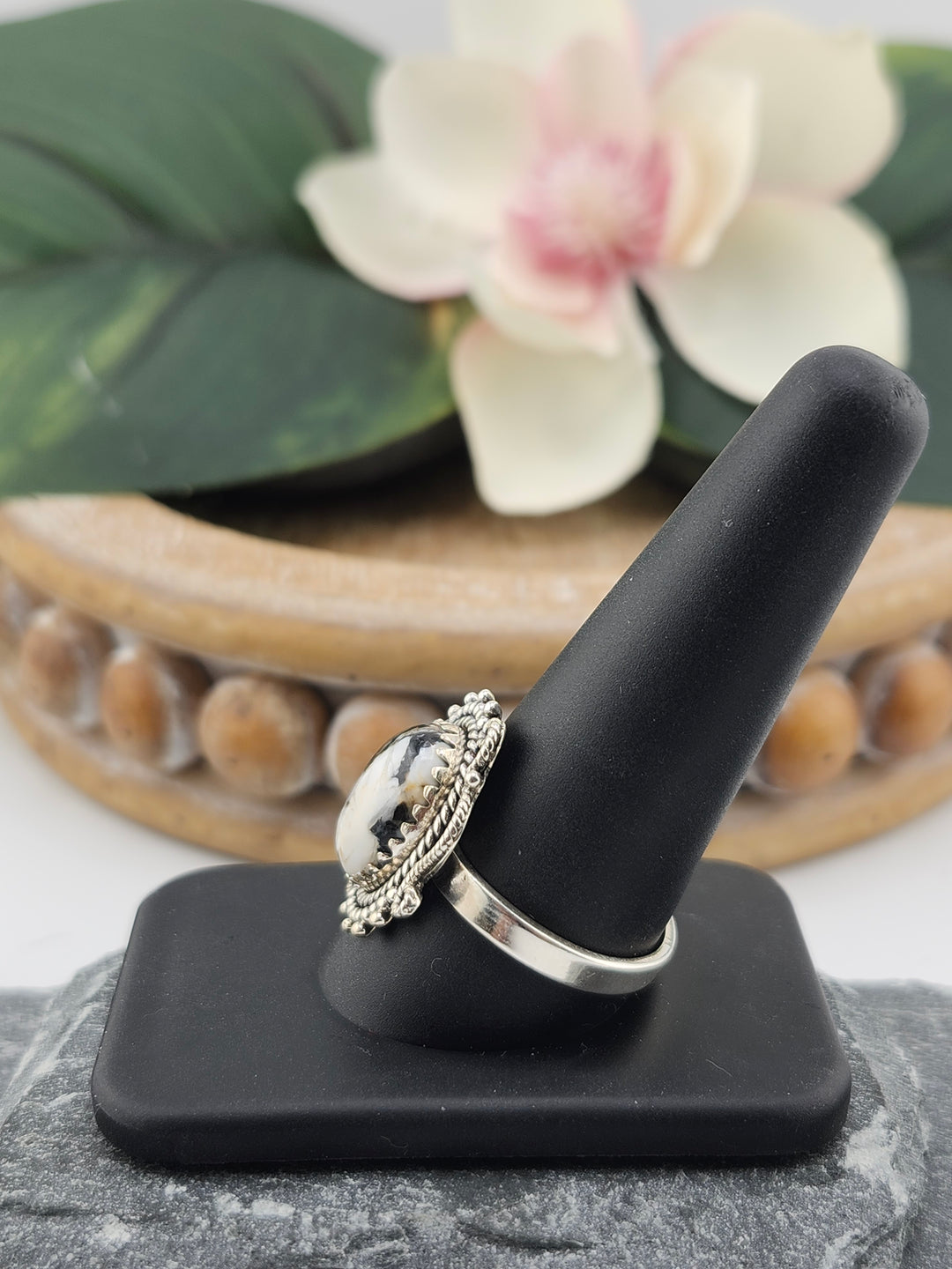 White Buffalo Oval Ring