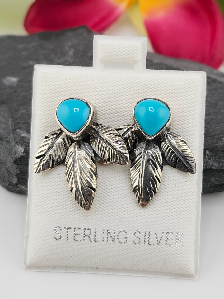 Turquoise &amp; 925 Sterling Silver Stud Earrings