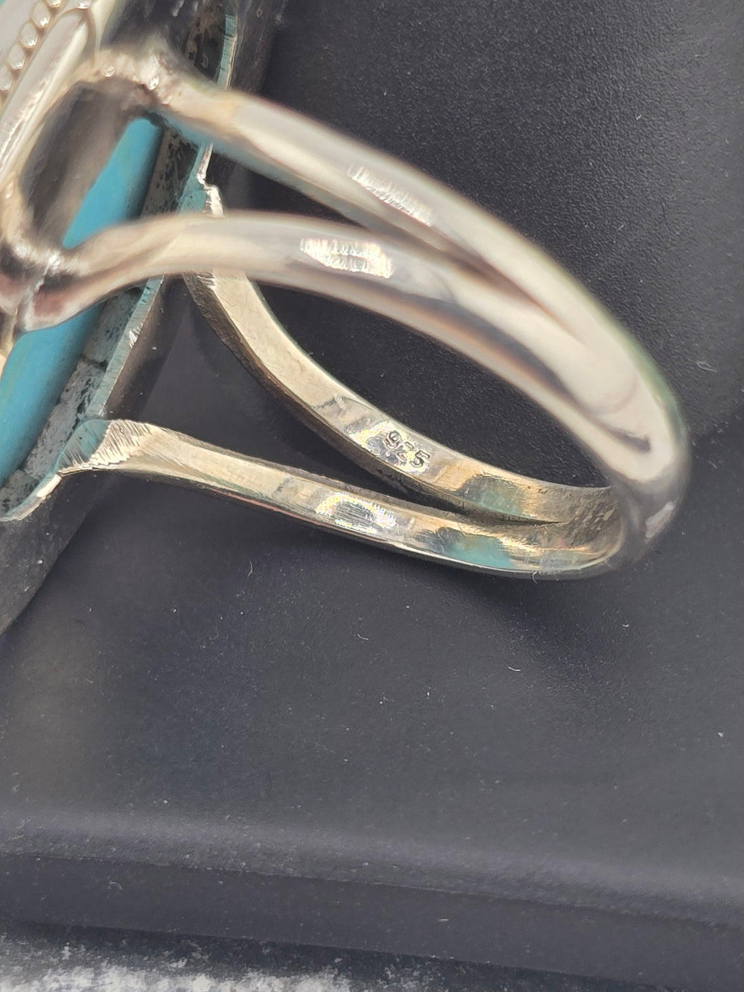 Carved American Turquoise sterling silver 925 ring size 8