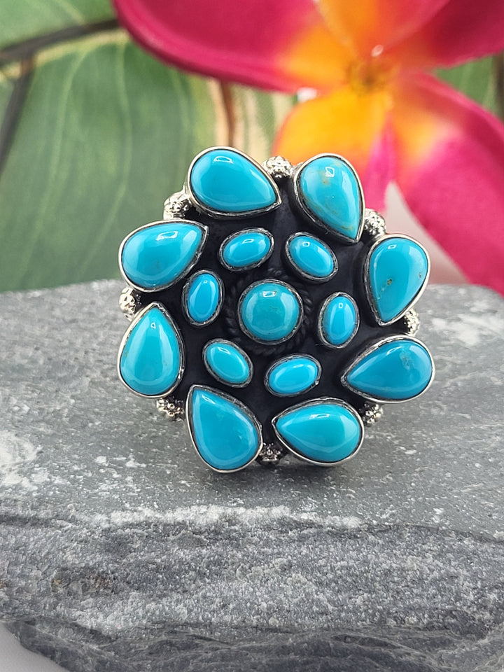 Turquoise Cluster Ring Size 9.75