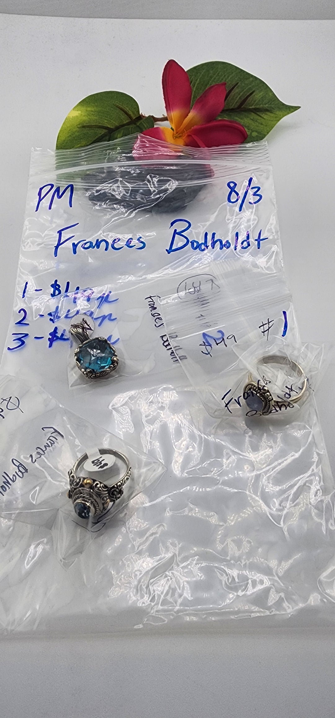 PM SHOW 48HR - RESERVED FOR:   Frances Bodholt- 8/3/2025 FL tiktok Live Show -3  Sterling Silver Items