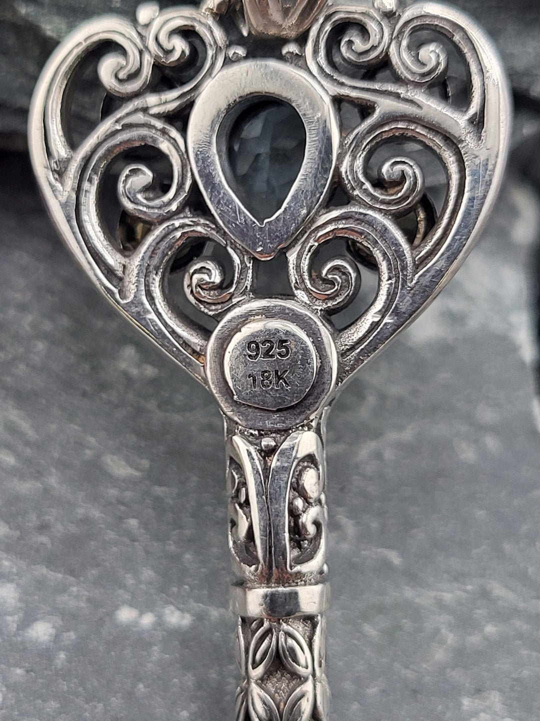 Bali Topaz, Peridot, Citrine, Abalone, & 18k Accented Key Pendant