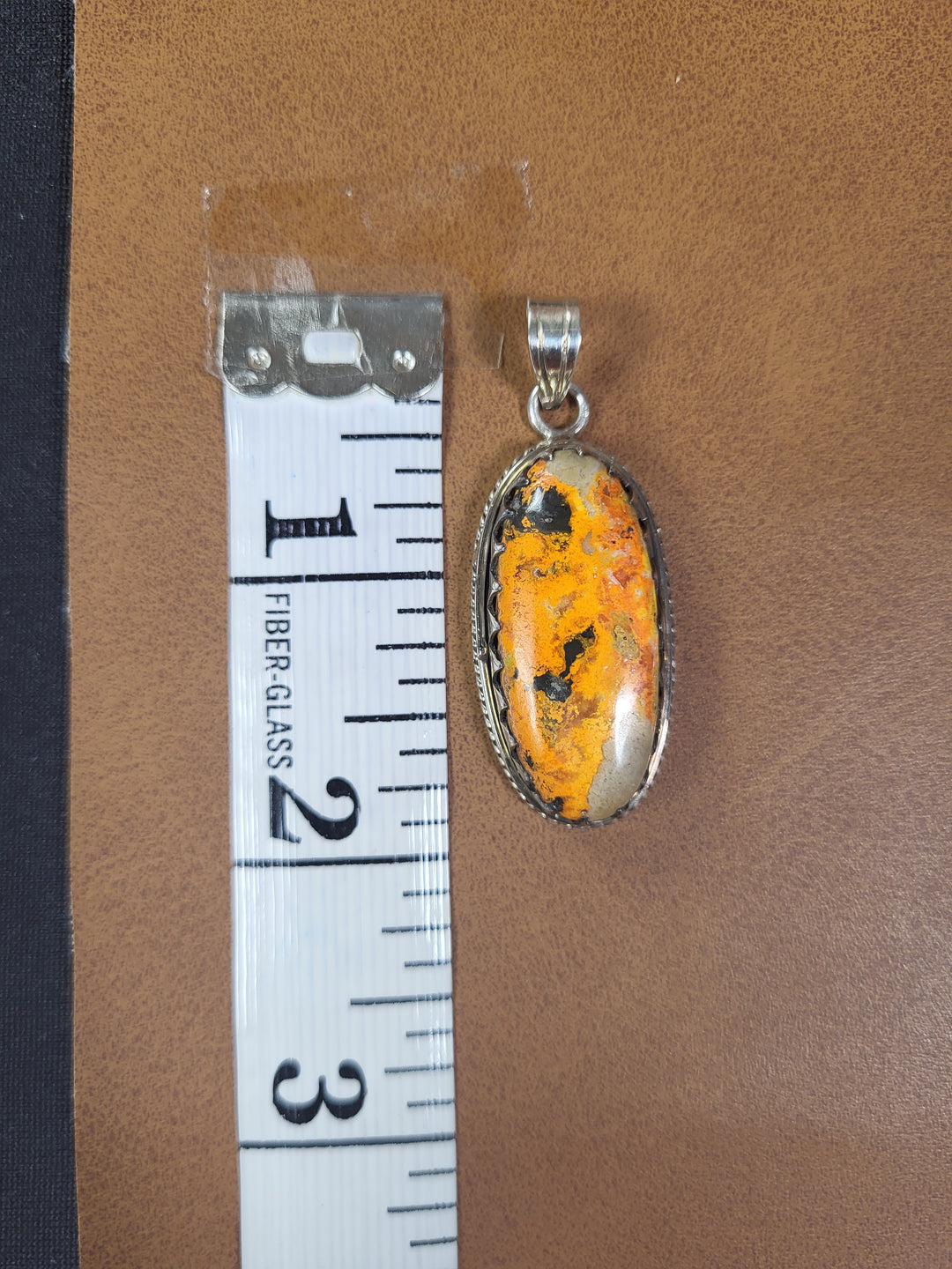 Natural Bumblebee Jasper 925 Sterling Silver Pendant - 2"
