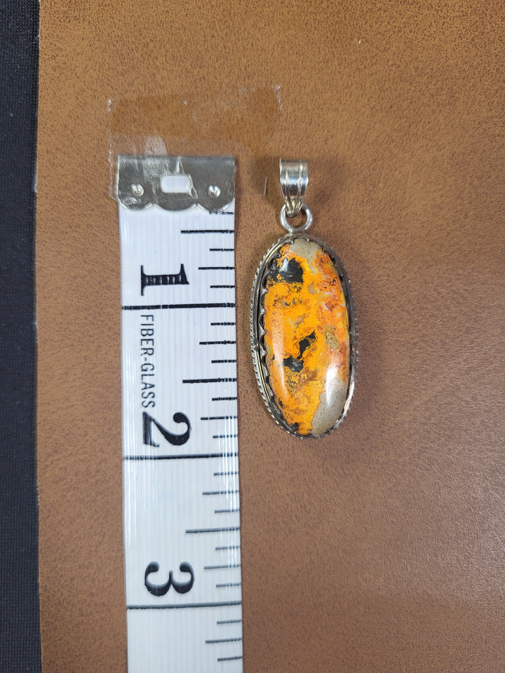Natural Bumblebee Jasper 925 Sterling Silver Pendant - 2"