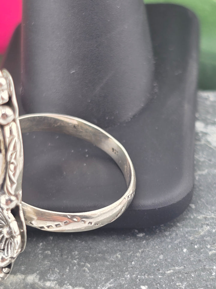 Double stone Kingman Turquoise sterling silver 925 ring size 10