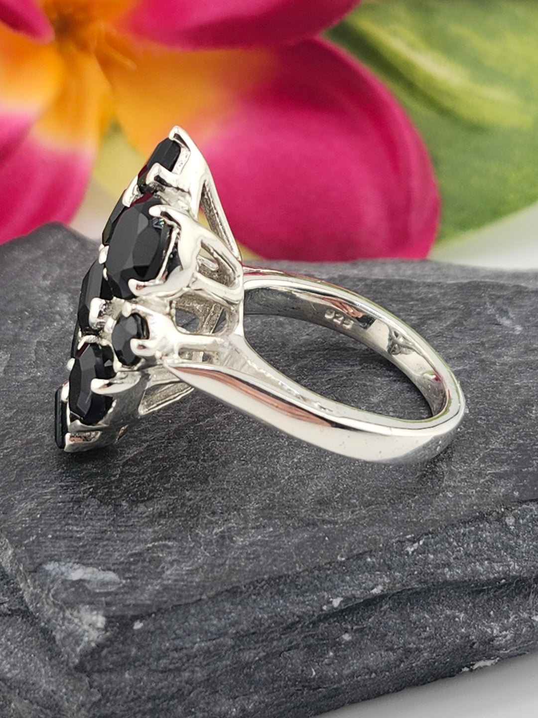 Cluster Black Onyx Ring Size 8