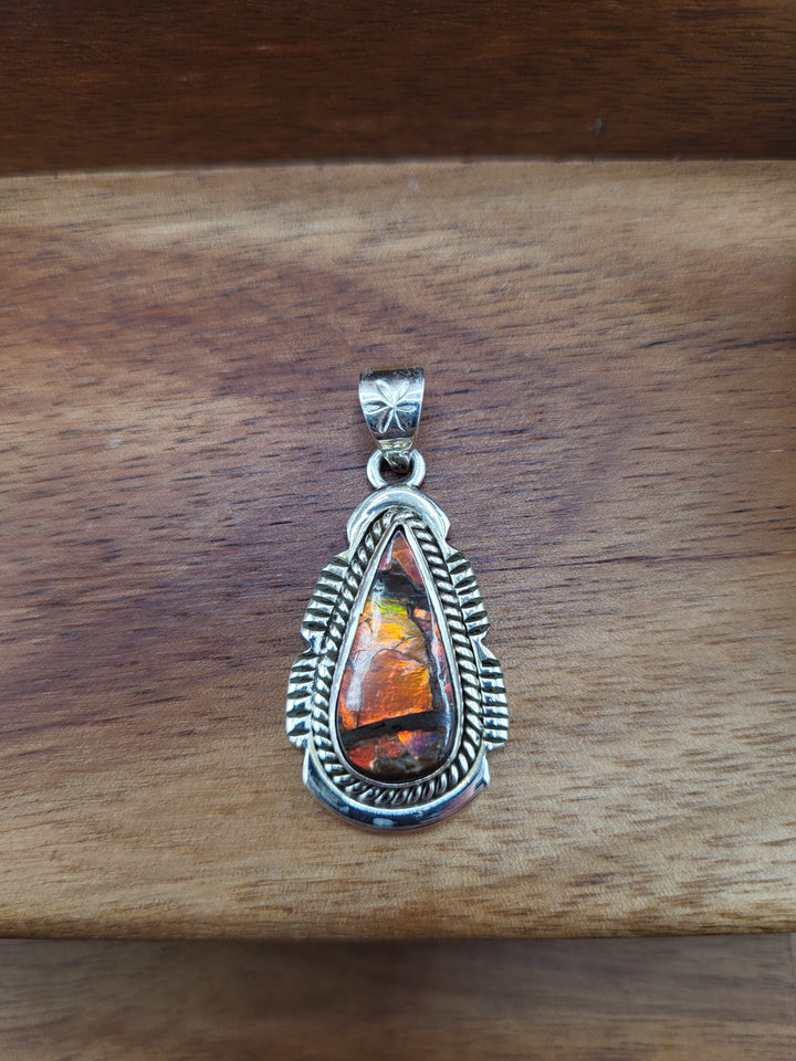 925 Sterling Silver Natural Canadian Ammonite Pendant