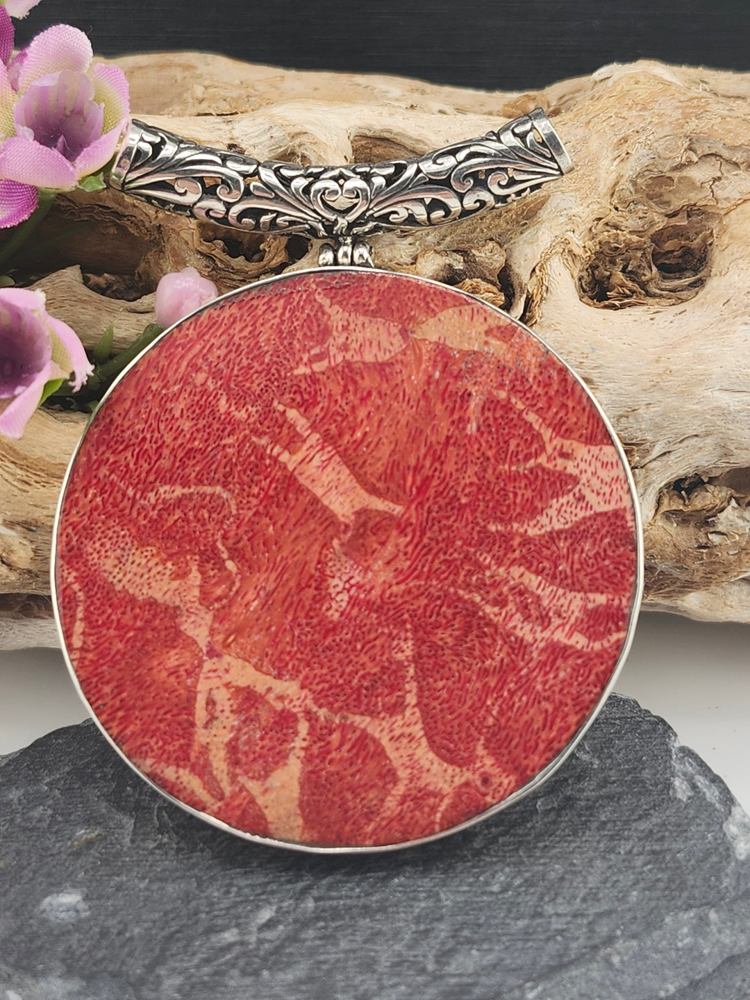 Red Coral Statement Pendant