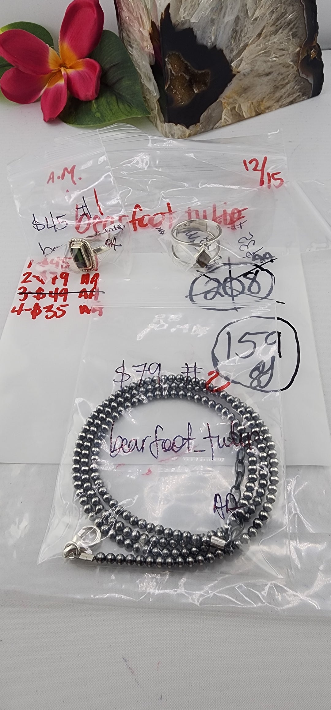 AM SHOW 48HR RESERVED FOR: bearfoot_tulip - 12/15/2025 FL tiktok Live Show - 3 Sterling Silver Items