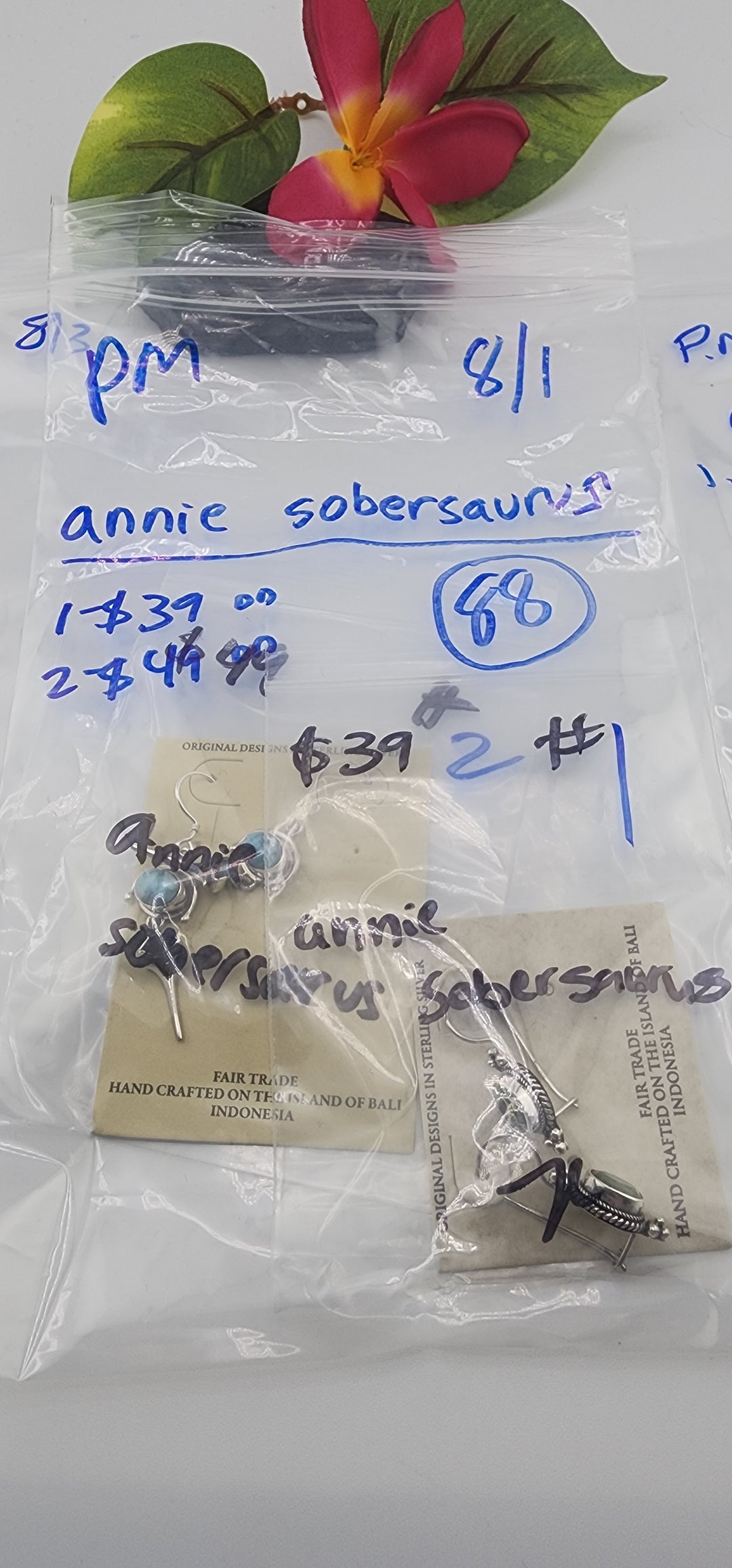 PM SHOW 48HR - RESERVED FOR: annie sobersaurus  - 8/1/2025 FL tiktok Live Show - 2 Sterling Silver Items