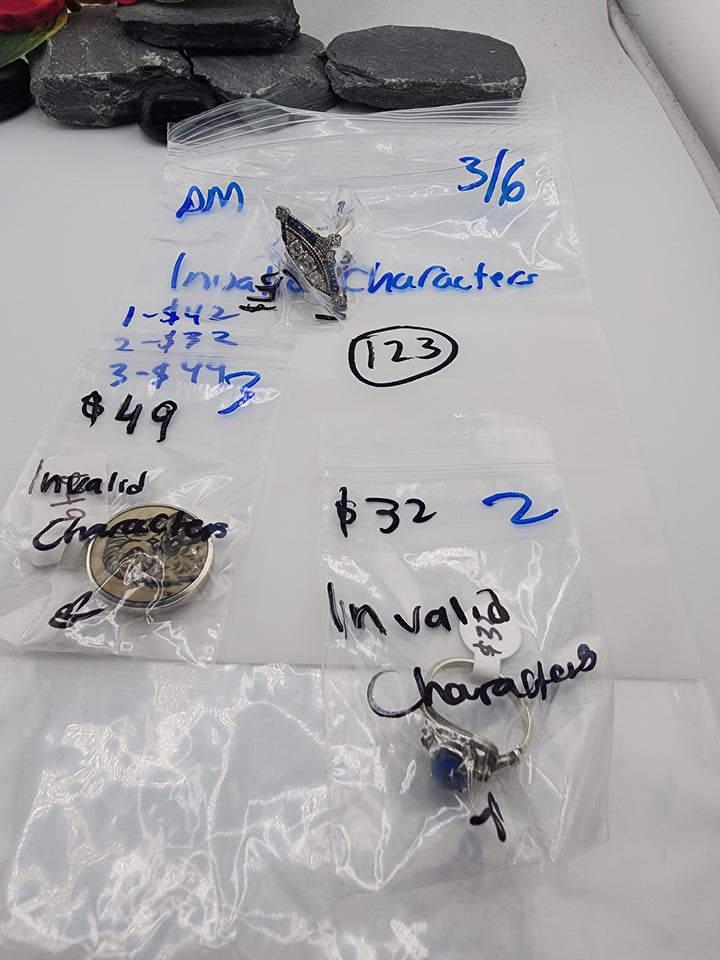 Invalid Characters - 3/6/26 - 3 925 Sterling Silver Items