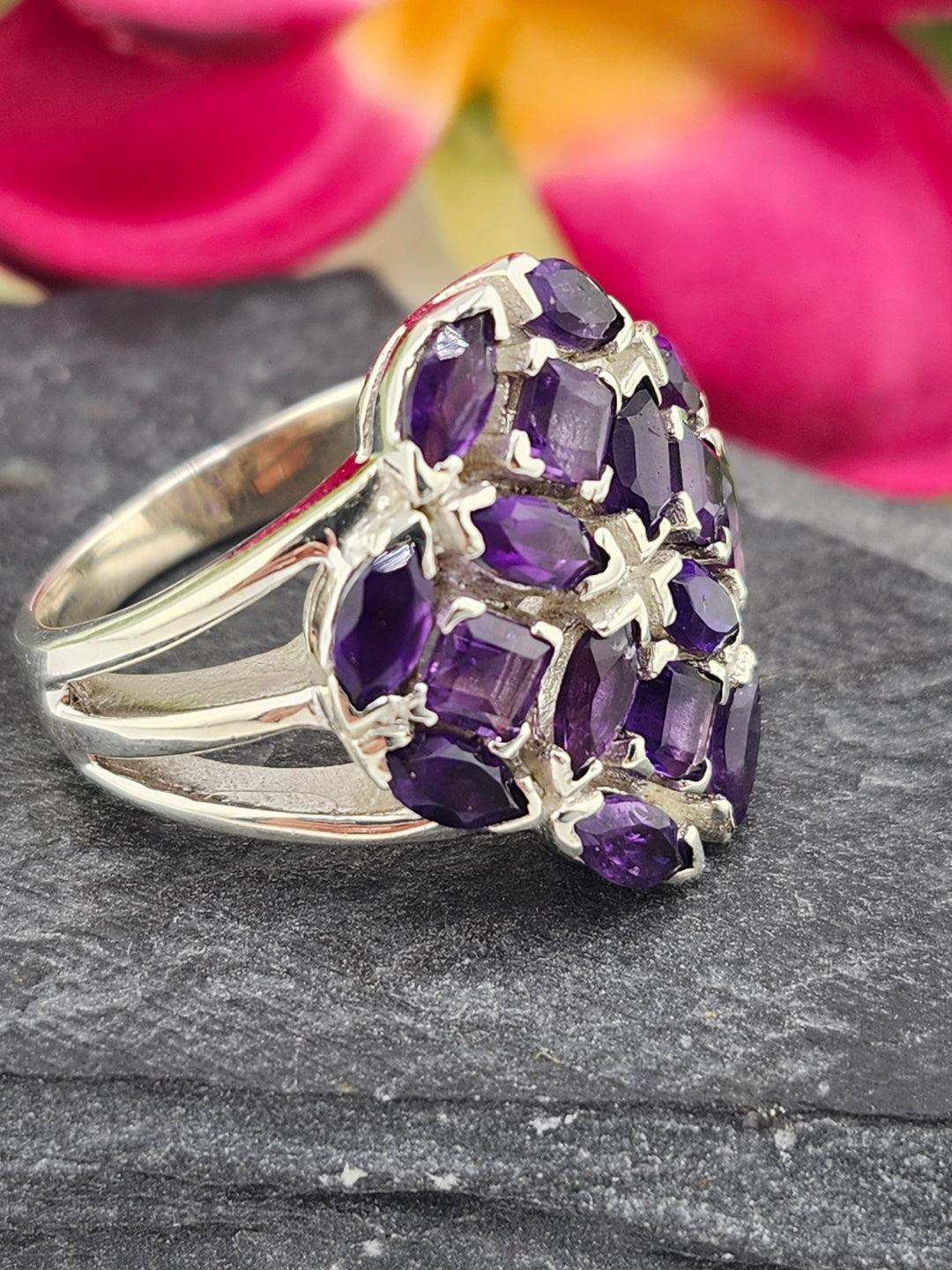 Cluster Amethyst Ring Size 10