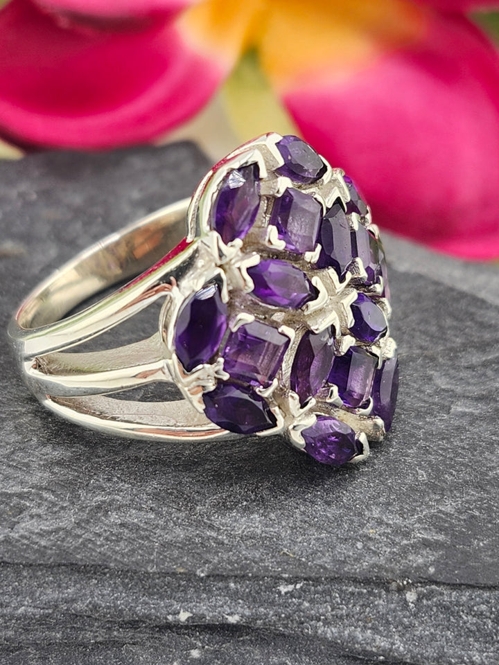 Cluster Amethyst Ring Size 10