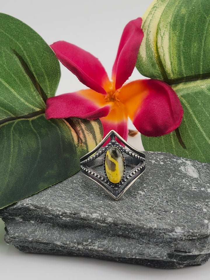 Oxidized Marquee Bumblebee Jasper Ring Size 8