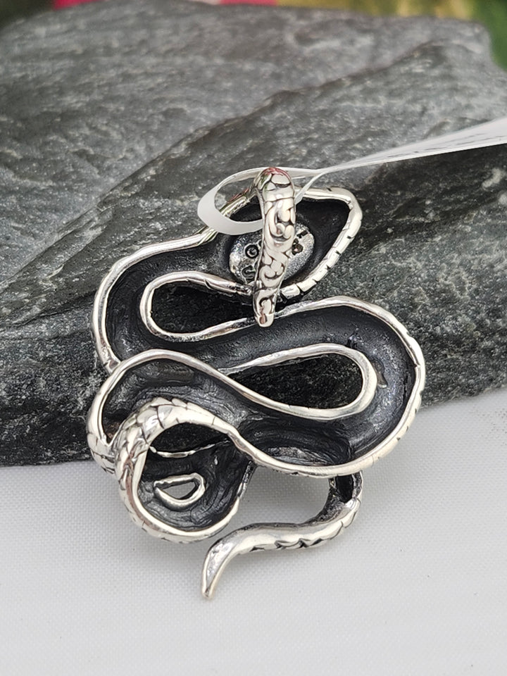 Designer SOMS 925 Sterling Silver Snake Pendant