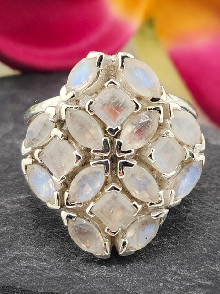 Cluster Moonstone Ring Size 6