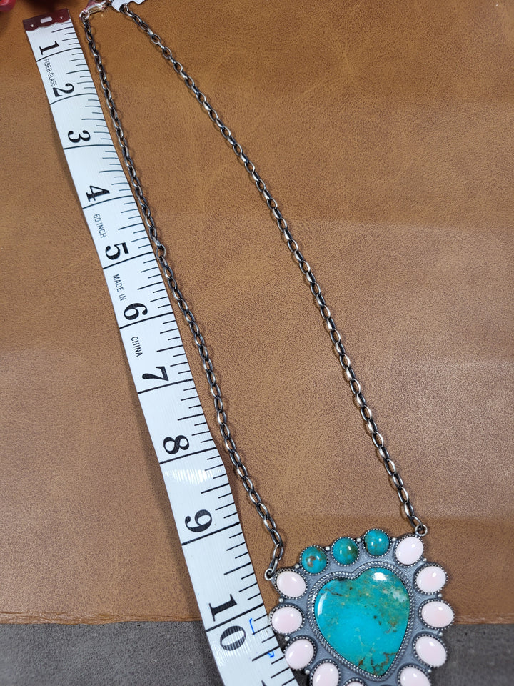 Natural Turquoise Queen Conch Necklace 925 Sterling Silver