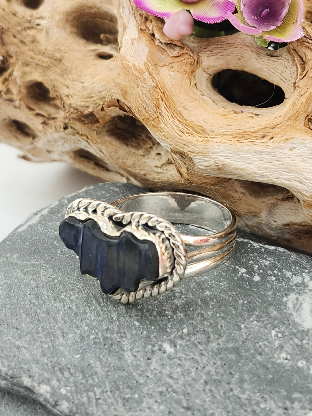 Blue Labradorite Bat Ring Size 11