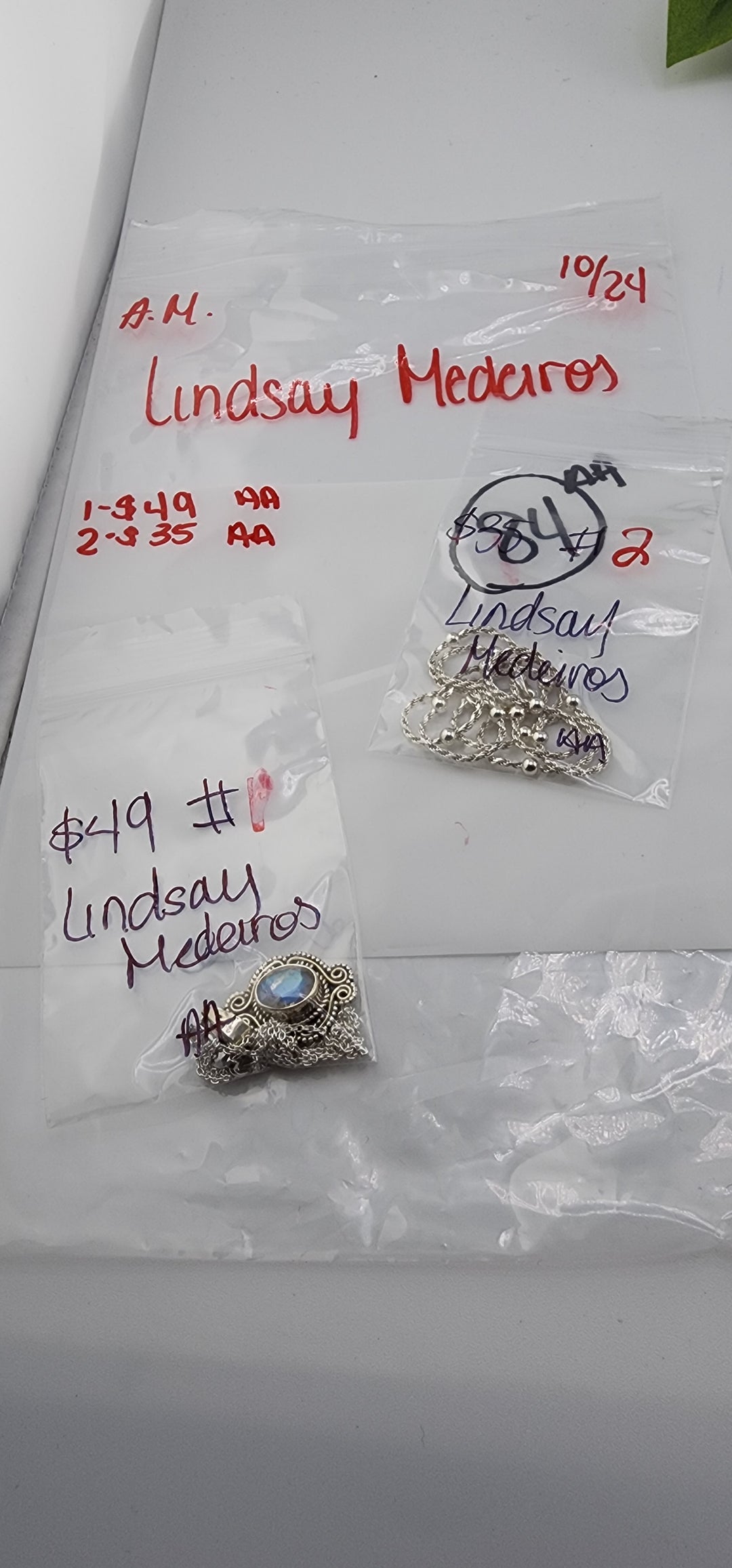 AM SHOW 48HR RESERVED FOR: Lindsay Medeiros - 10/24/2025 FL tiktok Live Show - 2 Sterling Silver Items