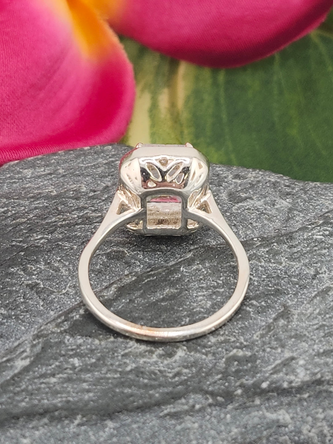 Morganite/Cubic Zirconia 925 Sterling Silver Ring - Size 5