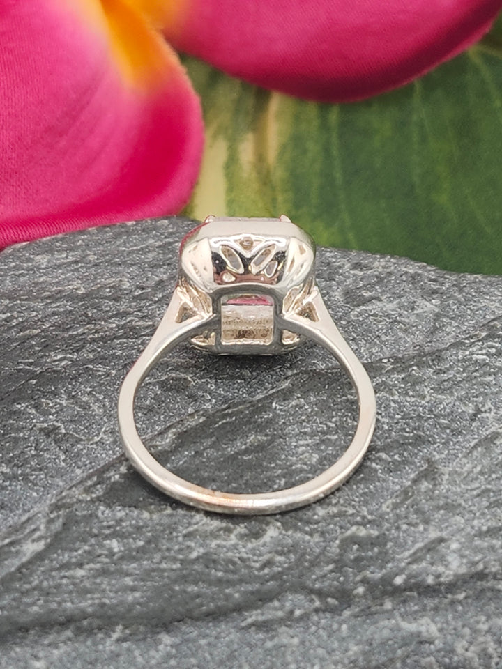 Morganite/Cubic Zirconia 925 Sterling Silver Ring - Size 5