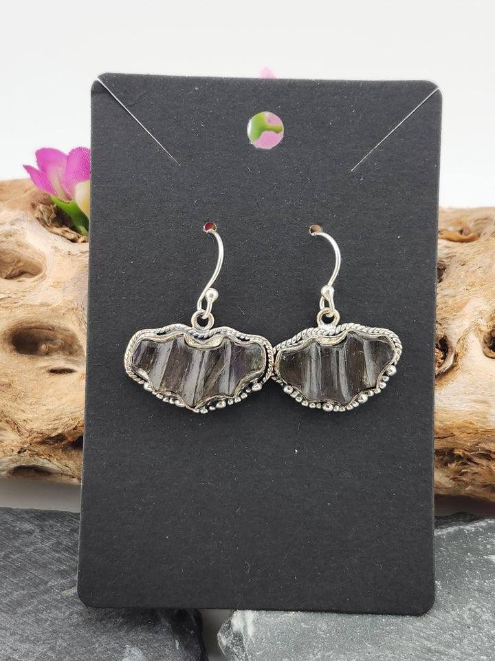 Purple Labradorite Bat Dangle Earrings