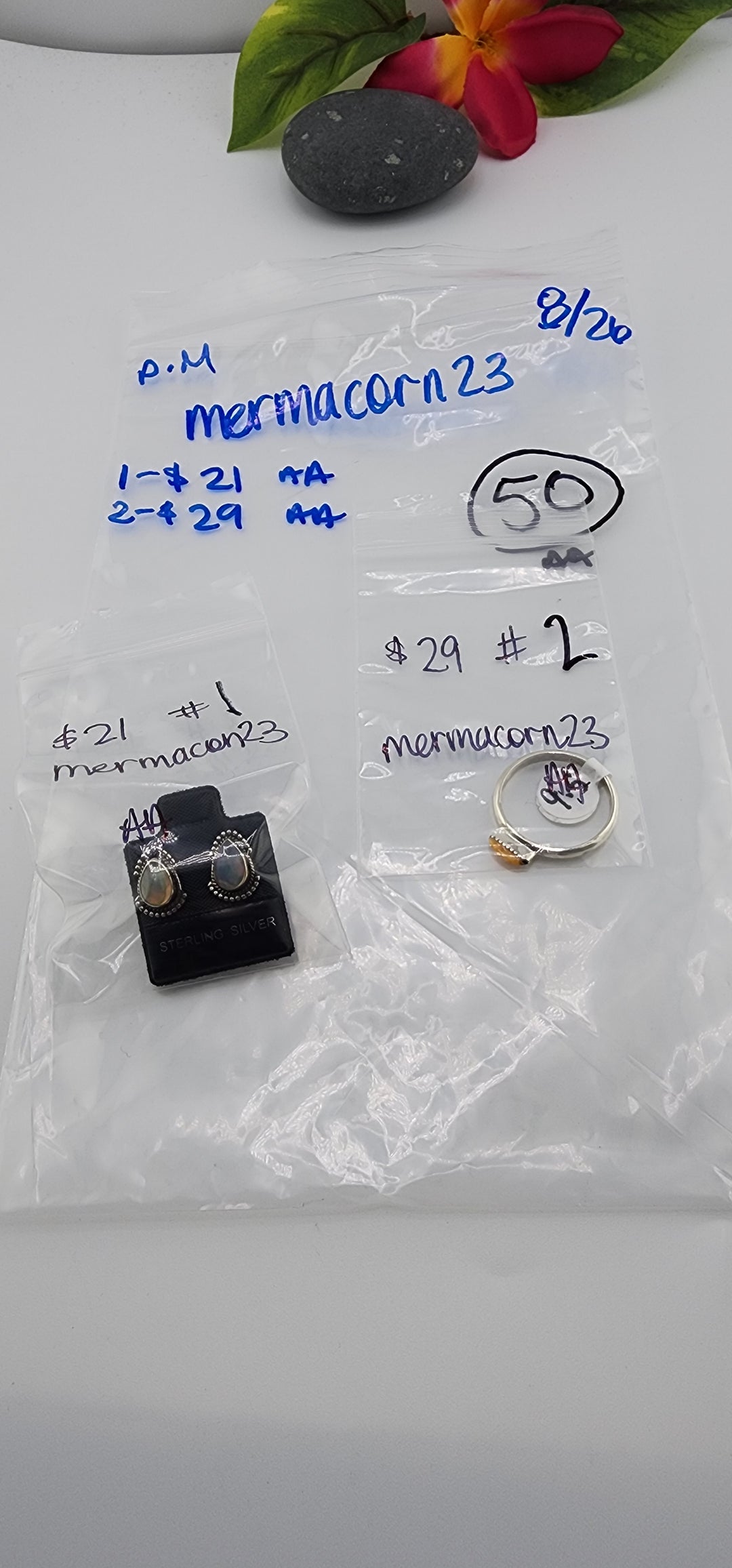 PM SHOW 48HR - RESERVED FOR:  -mermacorn23 - 8/26/2025 FL tiktok Live Show - 2 Sterling Silver Items