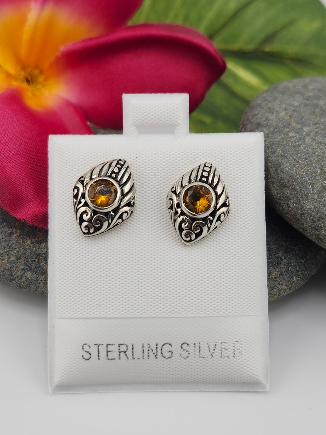 Orange CZ Earrings