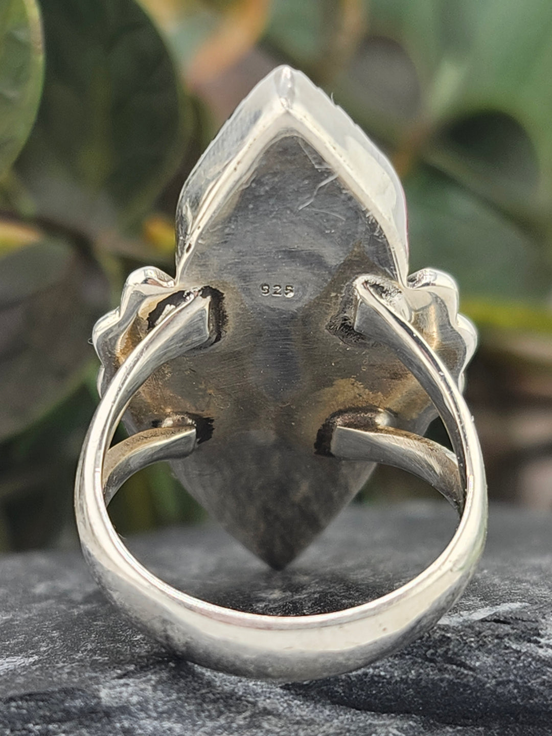 Black Onyx Double Stone and 925 Sterling Silver Ring - Size 6