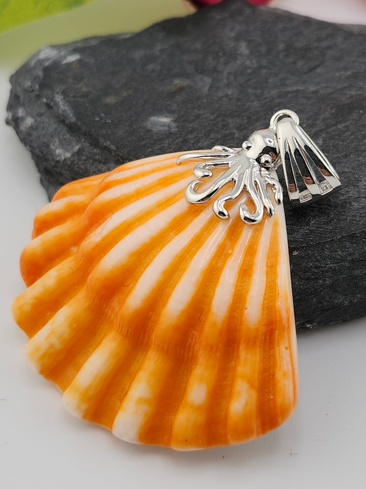 Carved Spiny Oyster Sea Shell Pendant