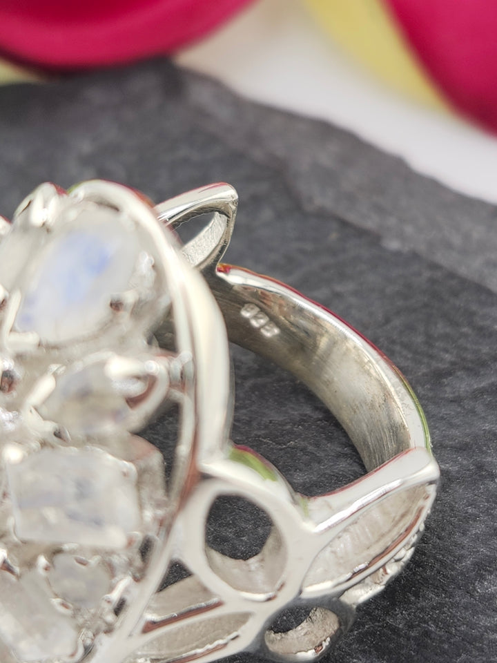 Cluster Moonstone Ring Size 9