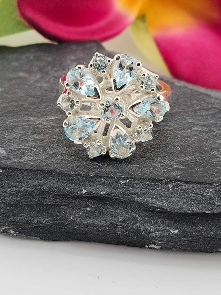Cluster Topaz Ring Size 7
