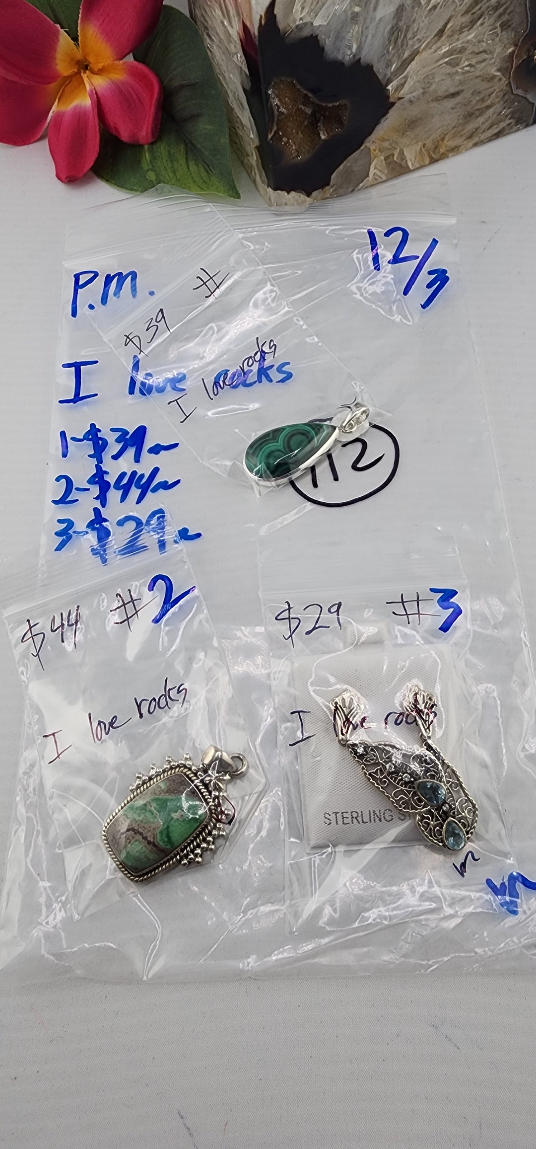 PM SHOW 48HR - RESERVED FOR: I love rocks - 12/3/2025 tiktok Live Show - 3 Sterling Silver Items