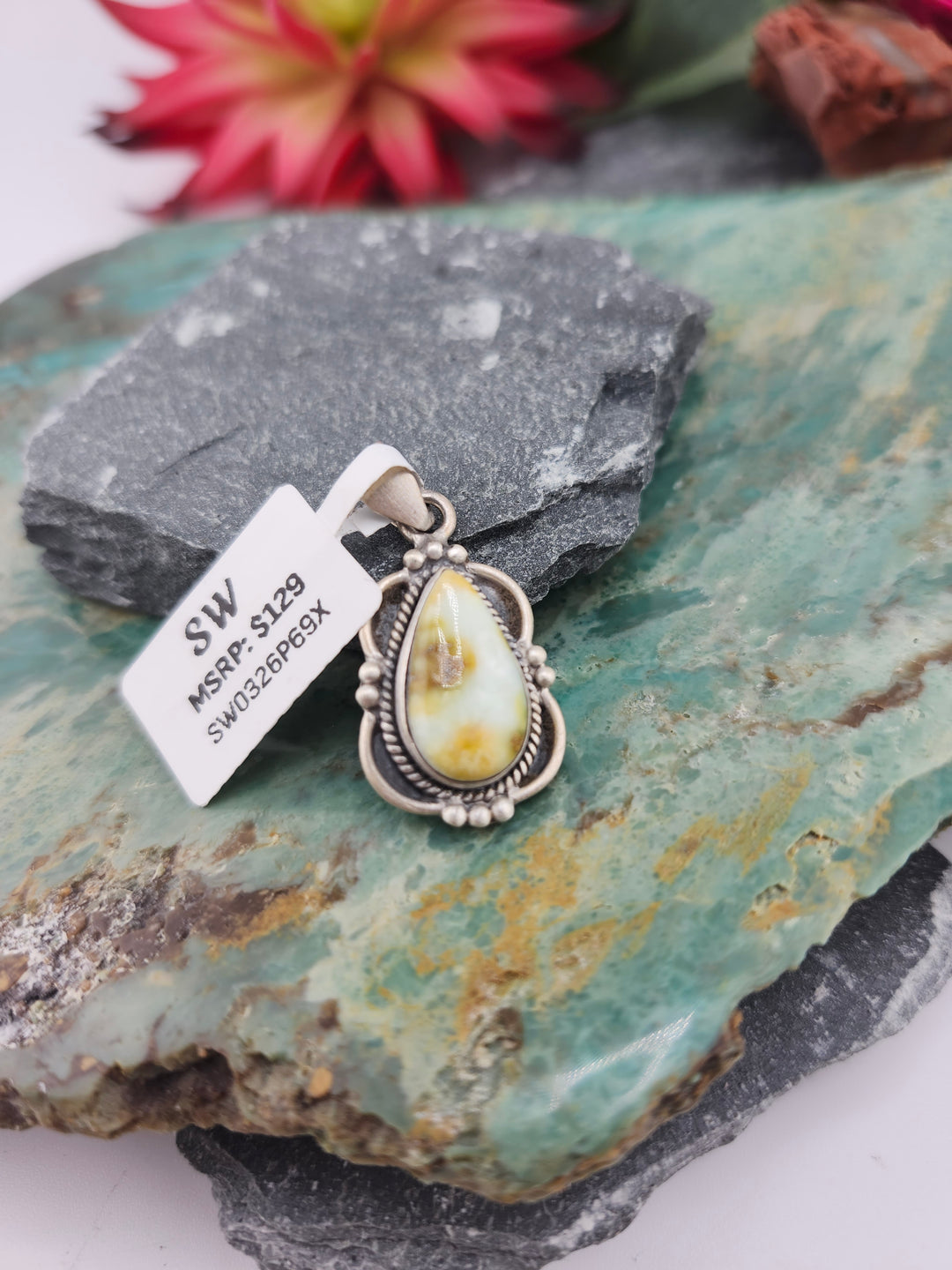 Southwest 925 Sterling Silver Palomino Turquoise Pendant