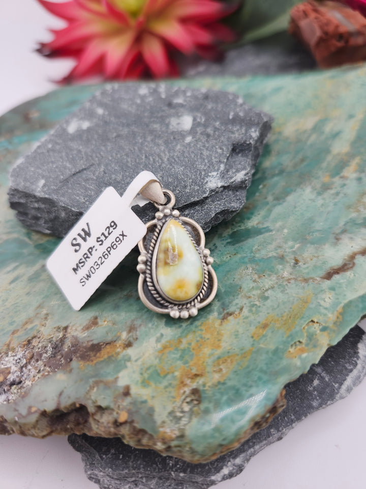 Southwest 925 Sterling Silver Palomino Turquoise Pendant